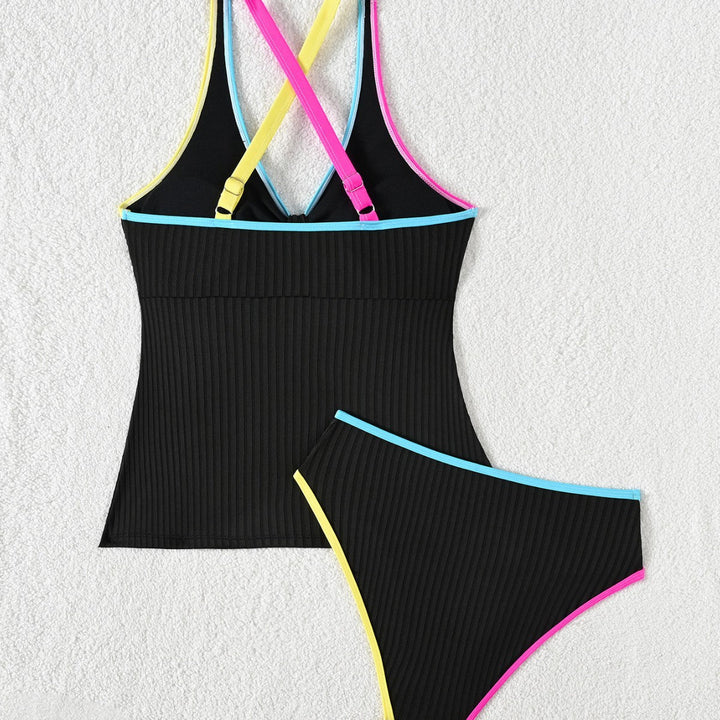 Damen Sportlicher Tankini mit farblichen Kontrasten Drune