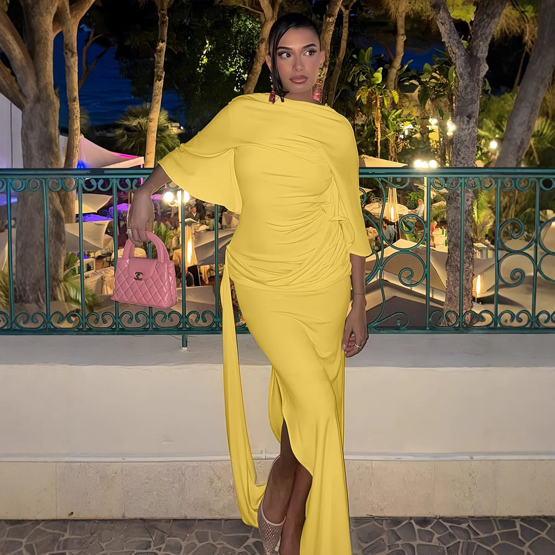 Damen Elegantes und auffälliges Maxi-Kleid mit Wickeldesign Drune