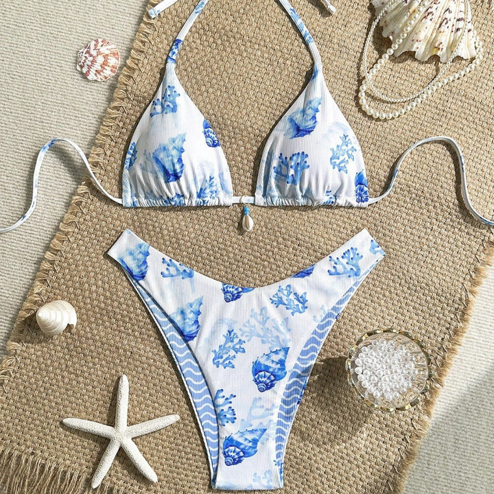 Damen Triangel-Bikini mit maritimer Muscheldekoration Drune