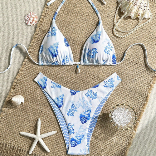 Damen Triangel-Bikini mit maritimer Muscheldekoration Drune