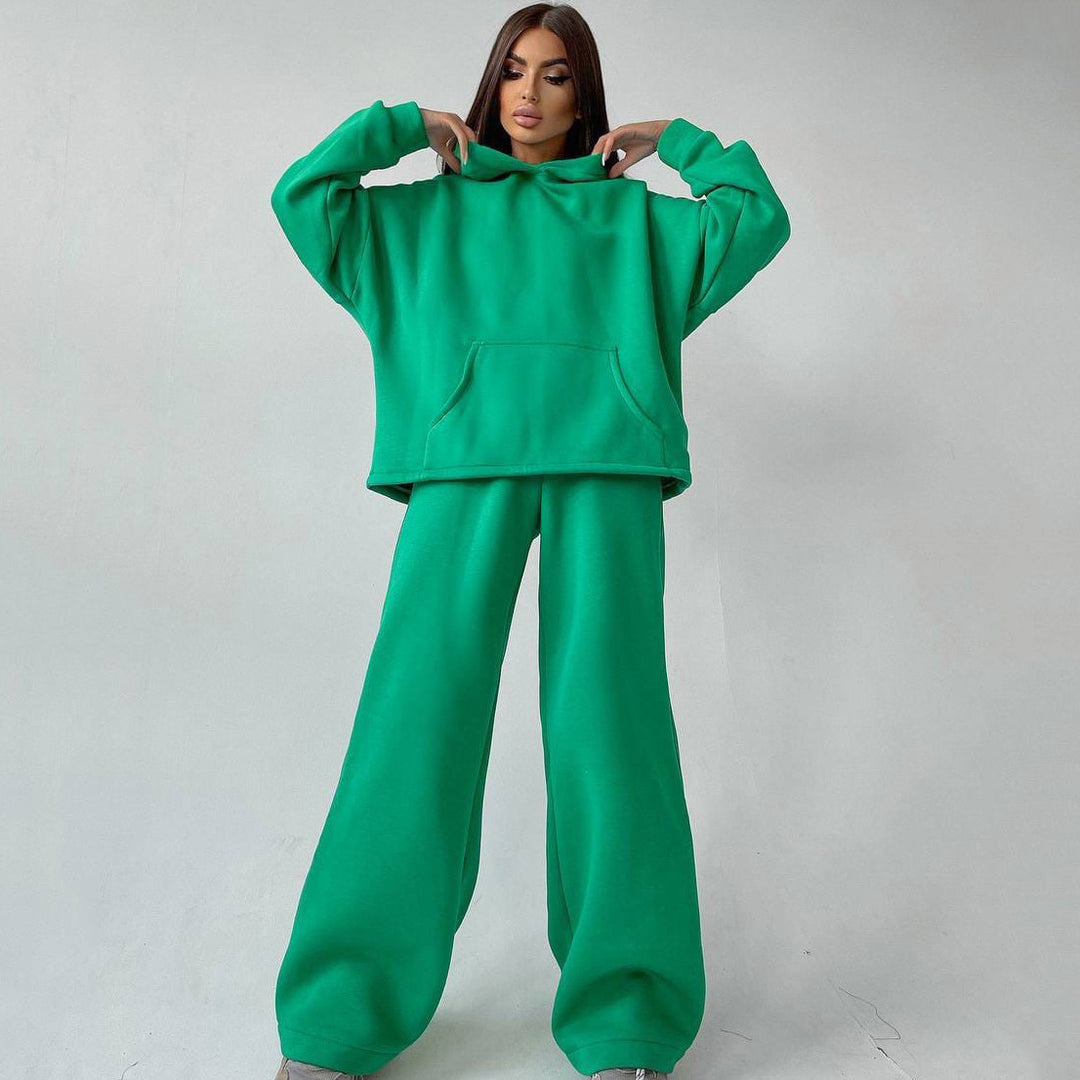 Damen nan weiches Oversize Hoodie mit weitem Schlag Jogginghose Set Drune