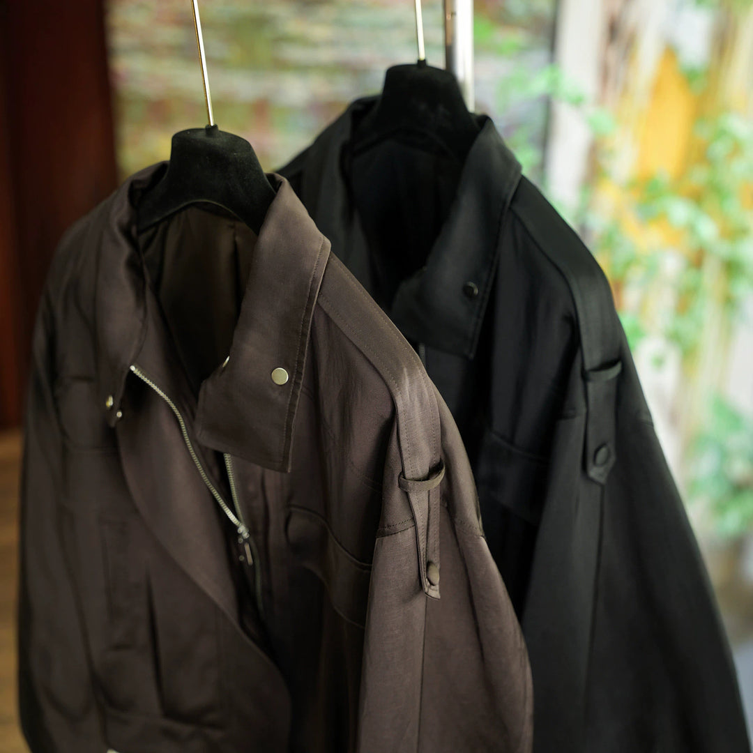 Damen elegante Utility-Jacke mit hohem Kragen Drune