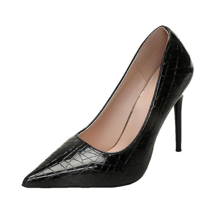 Damen elegante Spitzen-High Heels mit raffiniertem Schlangenleder-Effekt Drune