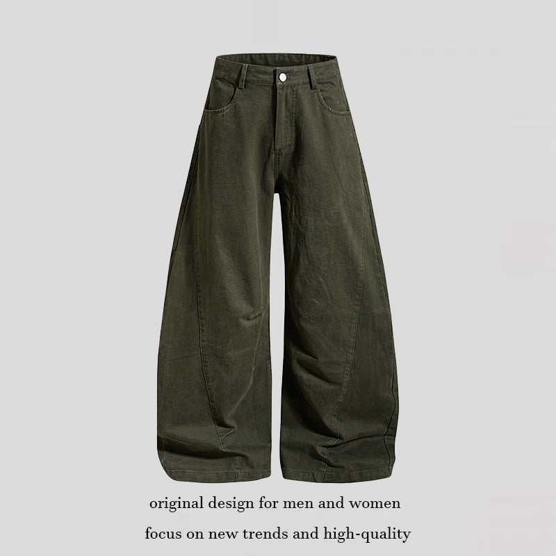 Damen weite High‑Waist Culotte-Jeans mit Baggy-Silhouette und Cargo-Details Drune