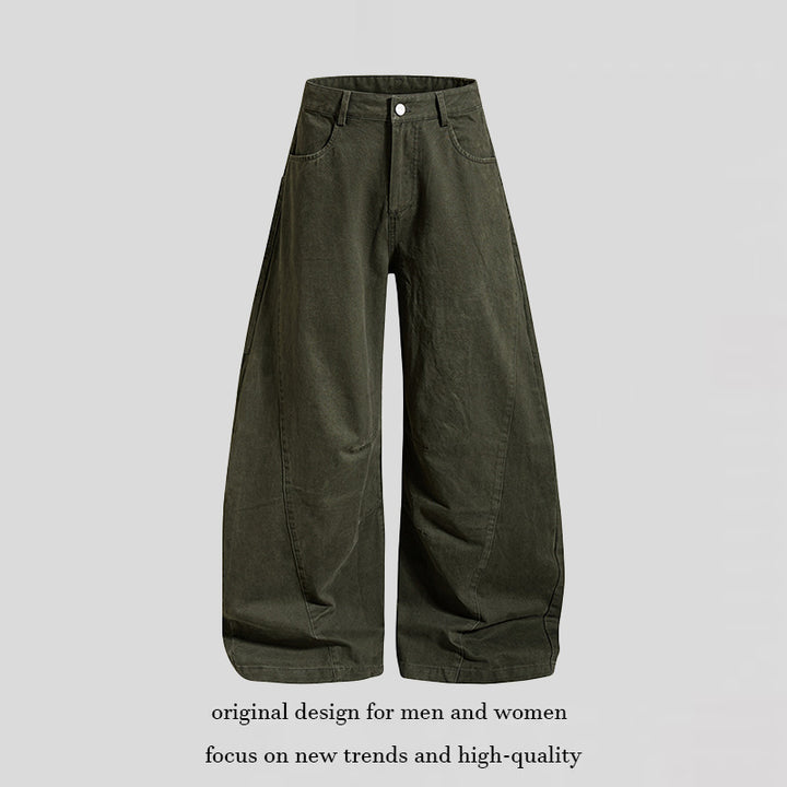 Damen weite High‑Waist Culotte-Jeans mit Baggy-Silhouette und Cargo-Details Drune