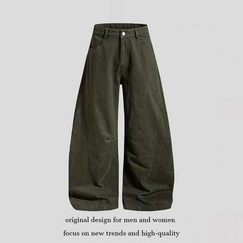 Damen weite High‑Waist Culotte-Jeans mit Baggy-Silhouette und Cargo-Details Drune