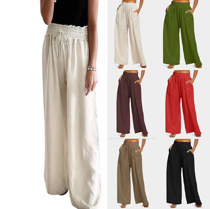 Damen Weitgeschnittene Hose mit elastischem Bund und seitlichen Taschen Drune