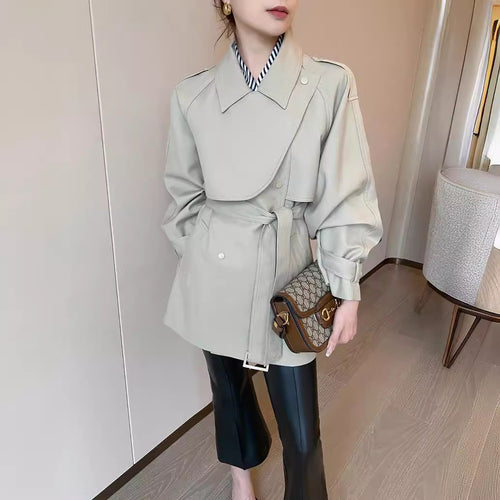 Damen Modernes Trenchcoat mit Taillengürtel Drune