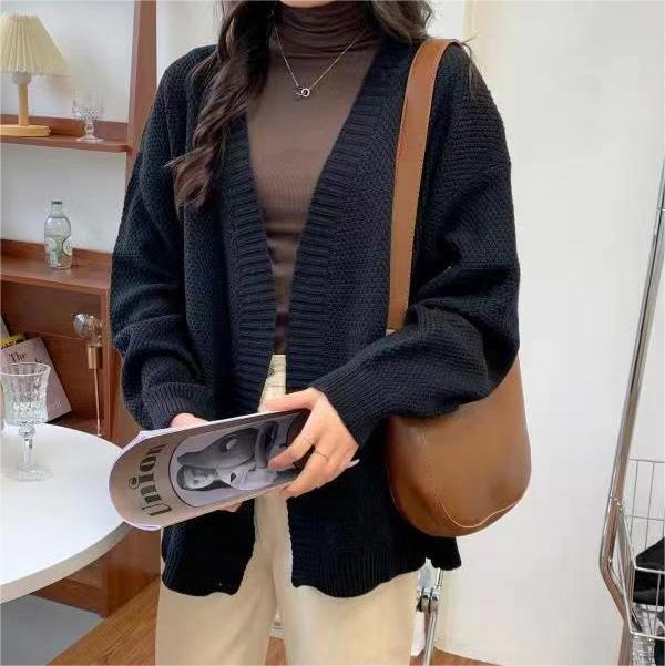 Damen Grobstrickcardigan mit weitem Schnitt und langen Ärmeln Drune