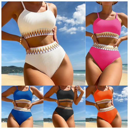 Damen Bunt gemusterter High-Waist Bikini Drune
