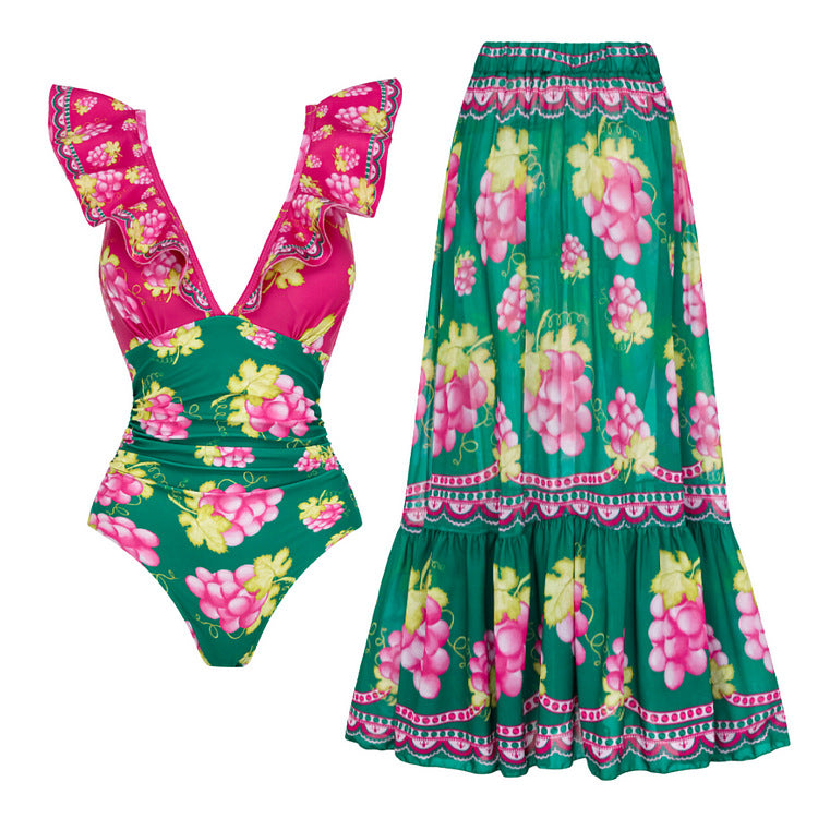 Damen Stylish Elegantes Badeanzug- und Rockset Drune