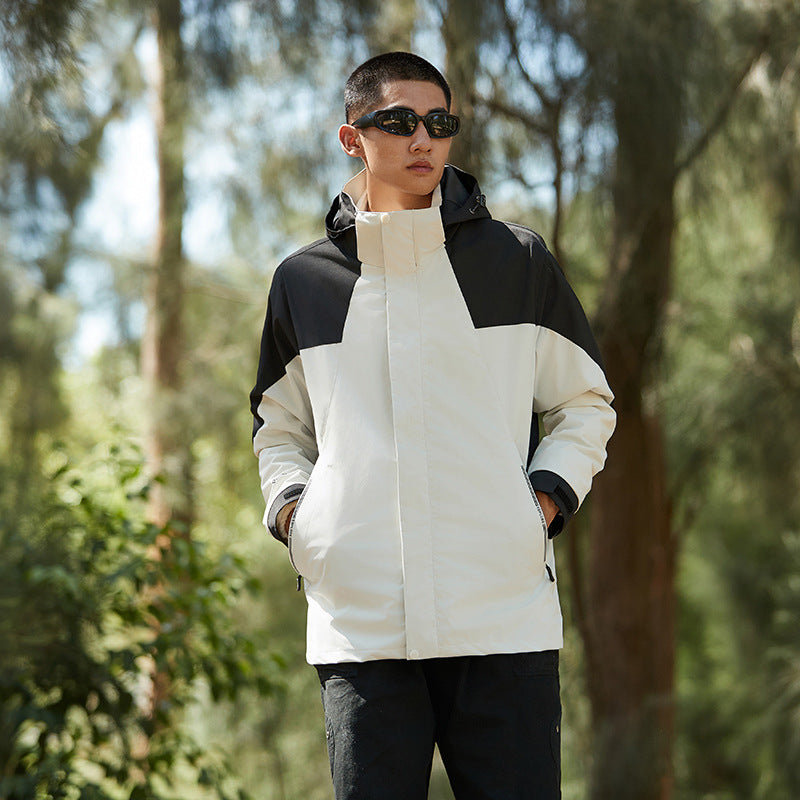 Damen Wasserfeste Outdoorjacke mit Kapuze und markantem Bergprint Drune