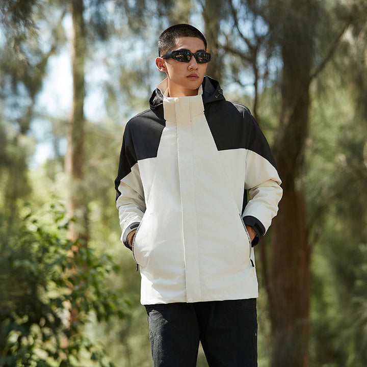Damen Wasserfeste Outdoorjacke mit Kapuze und markantem Bergprint Drune