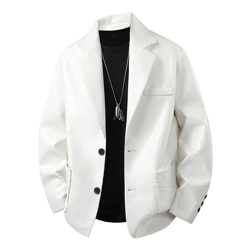 Herren Modische Kunstlederjacke mit eleganter Schnittführung Drune