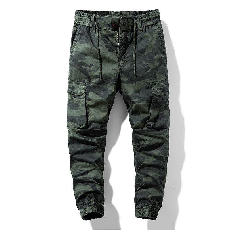 Herren Camouflage-Utility-Cargohose im Joggerstil mit Tunnelzugbund und verstärkten Kniepartien Drune