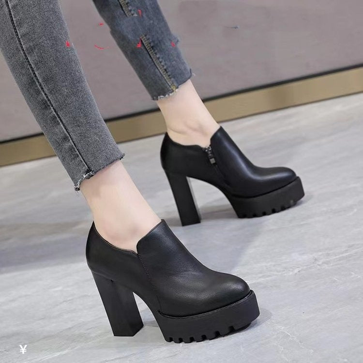 Damen Stilvolle Plateaupumps mit hohem Blockabsatz Drune