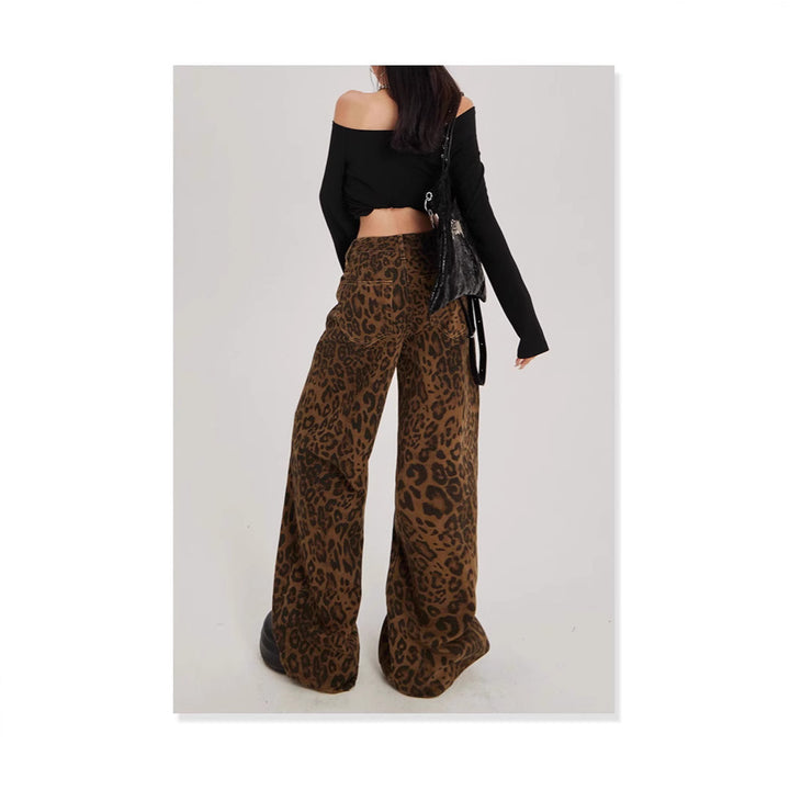 Damen Weite Leoparden-Hosen Drune