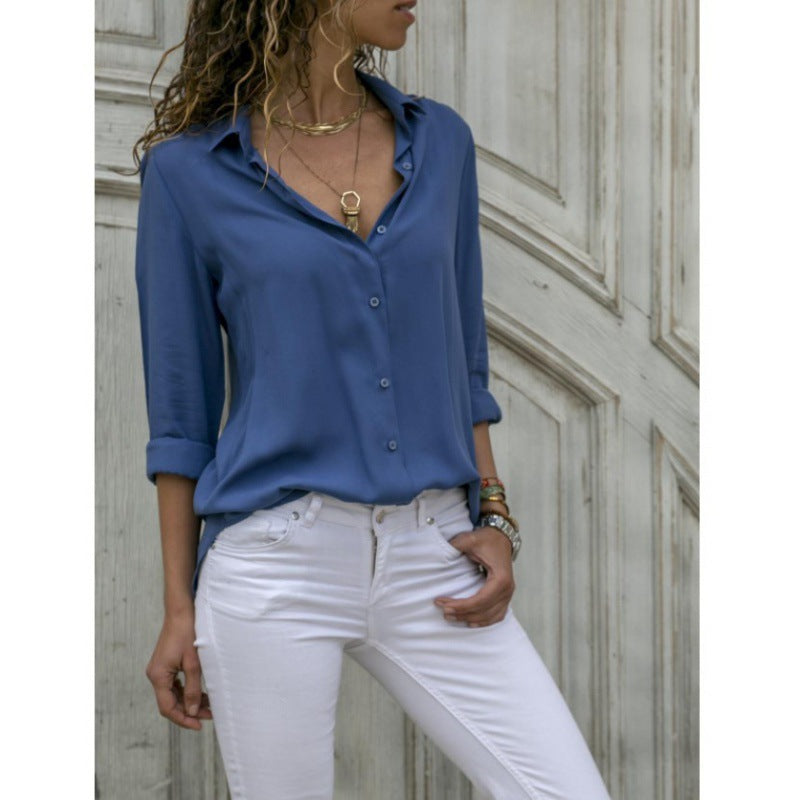 Damen Lockere Bluse mit modernem Schnitt und bedeutenden Knopfdetails Drune