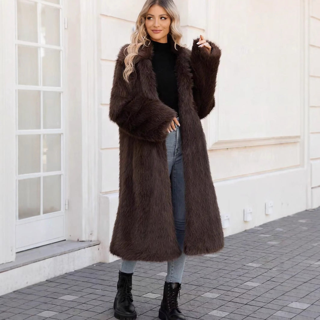 Damen Modischer Long Coat Drune