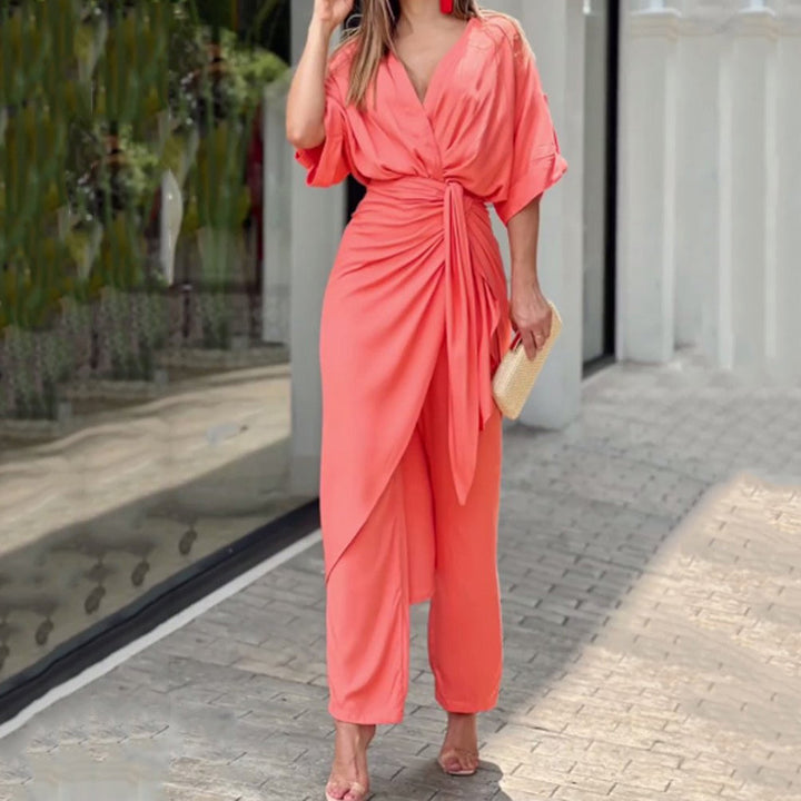 Damen Eleganter Wickel-Jumpsuit mit lässigem Design und Taillierung Drune