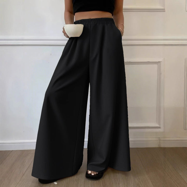 Damen Palazzo‑Hose mit hohem Elastikbund, weitem Bein und Seitentaschen Drune
