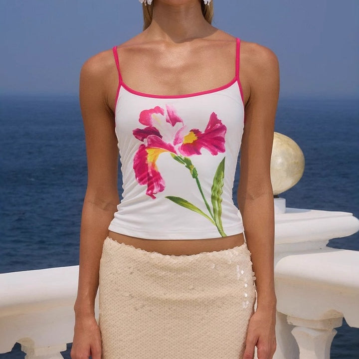 Damen Oberteil im floralen Design mit Spaghettiträgern Drune