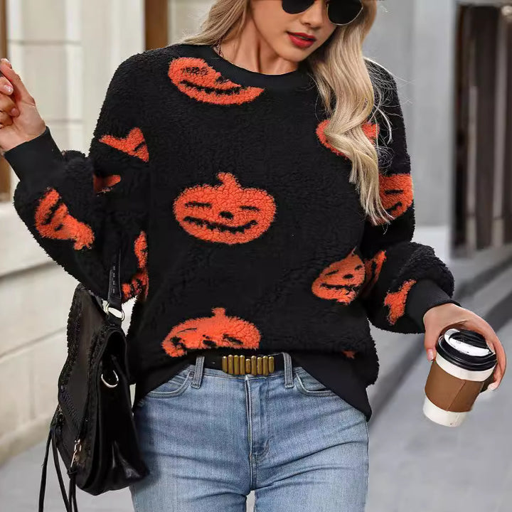 Damen Kuscheliger Sweatshirt mit Halloween-Motiv Drune