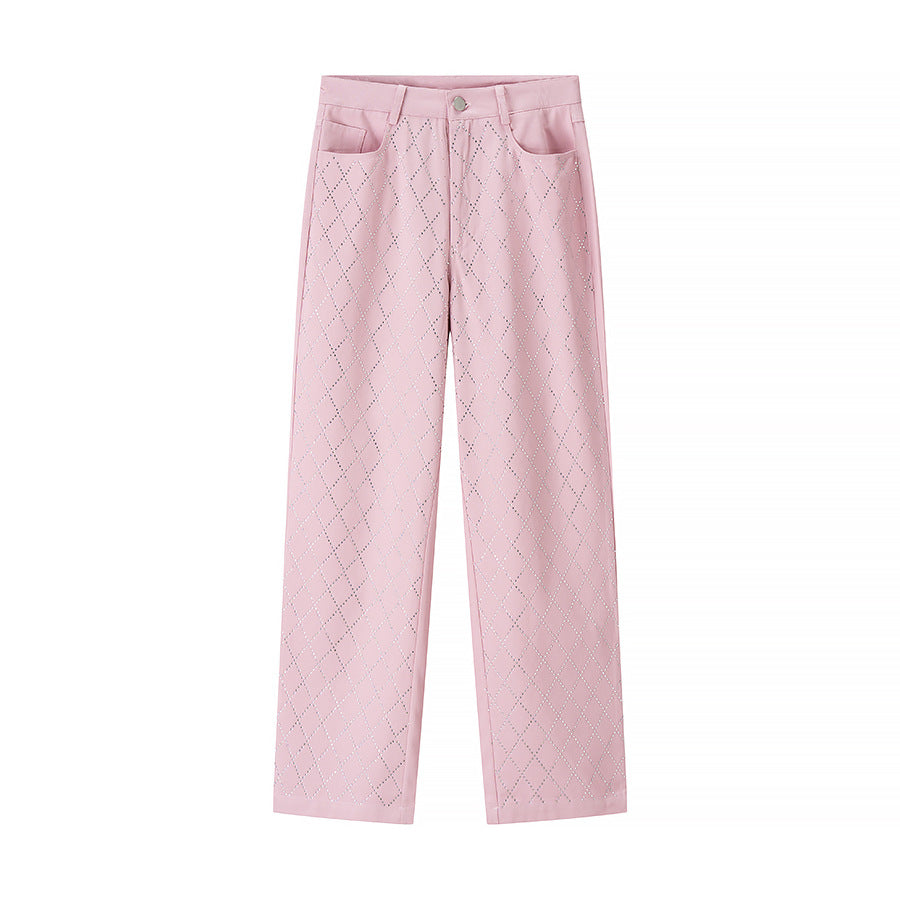 Damen weite Stoffhose mit Jacquard-Muster Drune