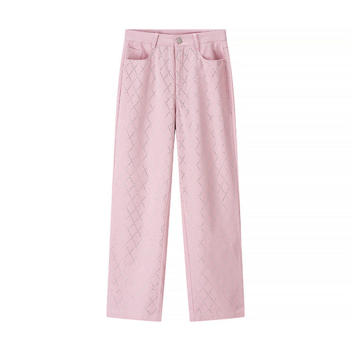 Damen weite Stoffhose mit Jacquard-Muster Drune