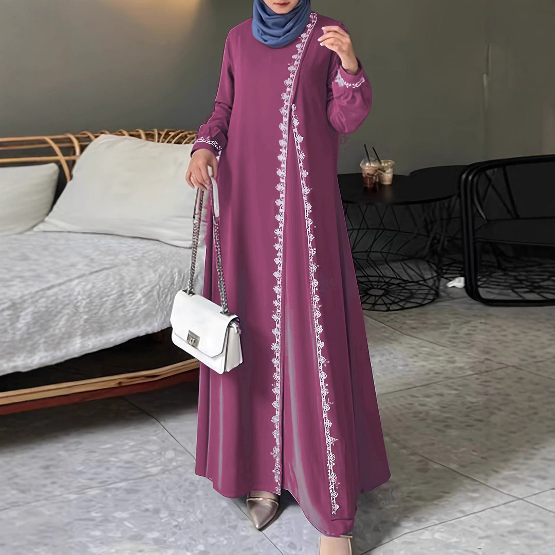 Damen elegantes Maxikleid mit aufwendiger Stickerei Drune
