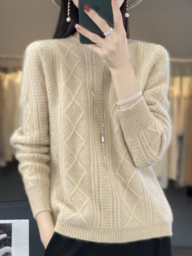 Damen Zopfmuster-Feinstrickpullover mit Ajour-Bahnen und weichem Mohair-Finish Drune