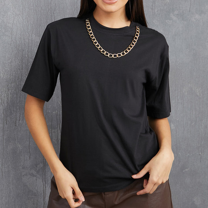 Damen Boxy-T-Shirt aus Jersey mit Rundhalsausschnitt, kurzem Arm und lässigem Oversize-Schnitt Drune