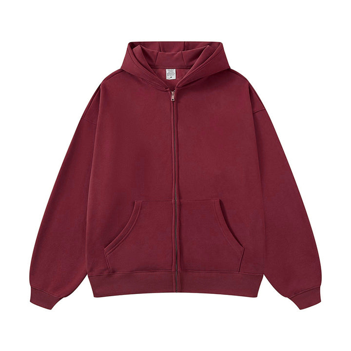 Unisex nan Kapuzen-Sweatjacke mit durchgehendem Reißverschluss, oversized Passform und Kängurutaschen Drune