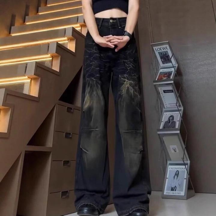 Damen Modische Oversized Jeans Drune