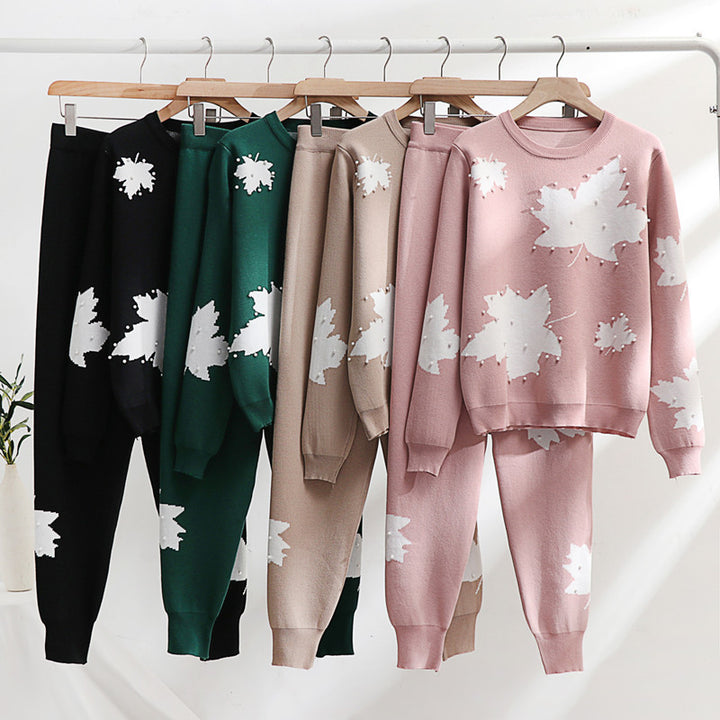 Damen Freizeit-Loungewear-Set mit floralem Design und elastischem Bund Drune