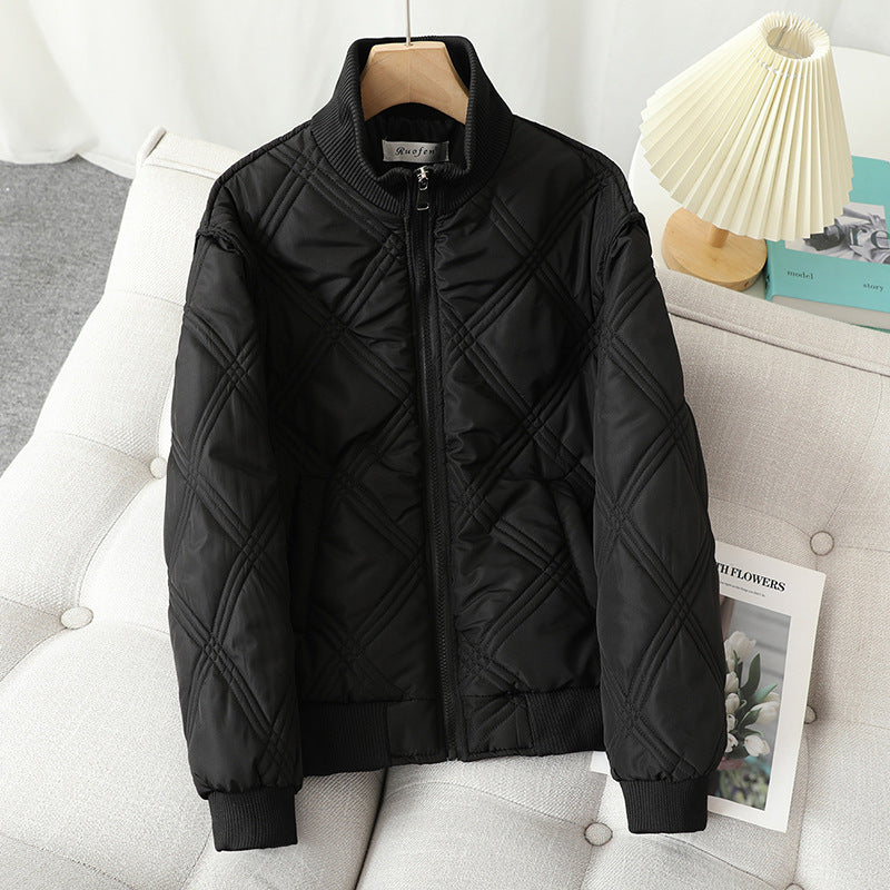 Damen nan leicht wattierte Steppjacke mit diamantförmiger Steppung, hohem Rippkragen und verdecktem Reißverschluss Drune