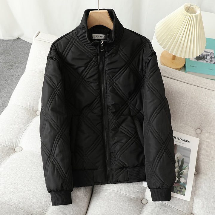 Damen nan leicht wattierte Steppjacke mit diamantförmiger Steppung, hohem Rippkragen und verdecktem Reißverschluss Drune