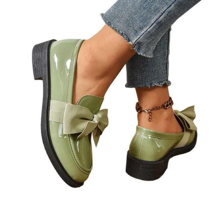 Damen Loafer mit Karo‑Muster und Schleifenapplikation Drune