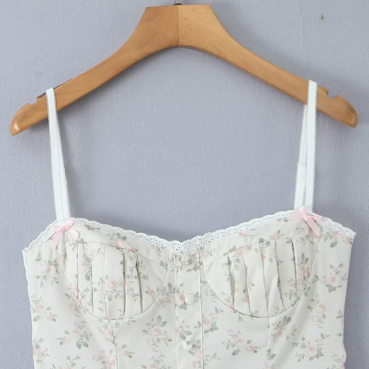 Damen luftiges Sommerkleid mit floralem Muster und voluminösem Rüschensaum Drune