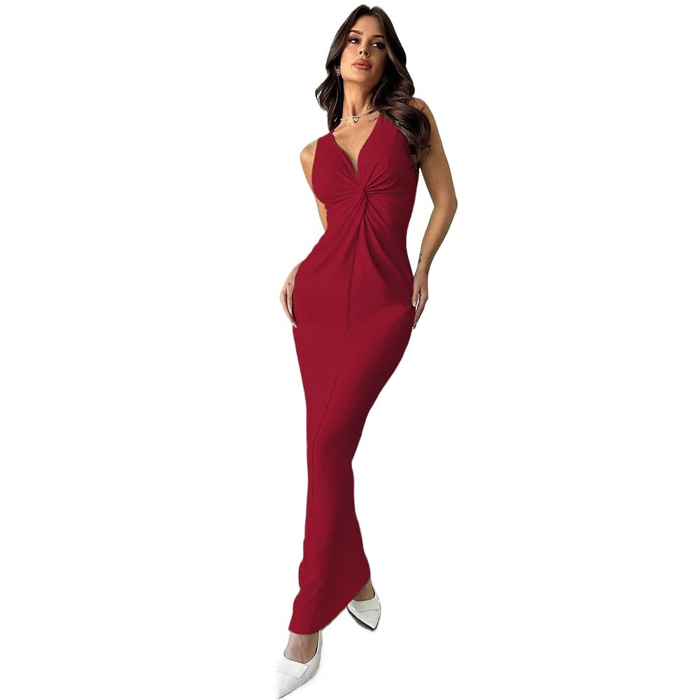 Damen Maxikleid mit elegantem Wickel-Design und geschmackvollem U-Boot-Ausschnitt Drune