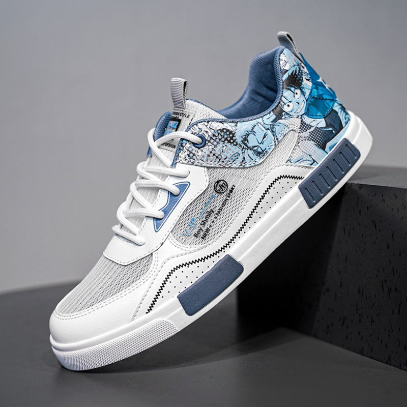 Unisex modischer Low-Top Sneaker mit atmungsaktivem Mesh gedämpfter EVA-Sohle und grafischem Comic-Print Drune