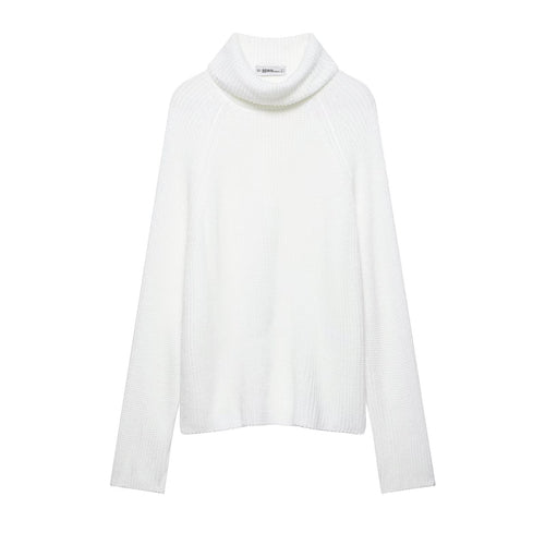 Damen Grobgestrickter kurzgeschnittener Rollkragenpullover im Boxy‑Schnitt Drune