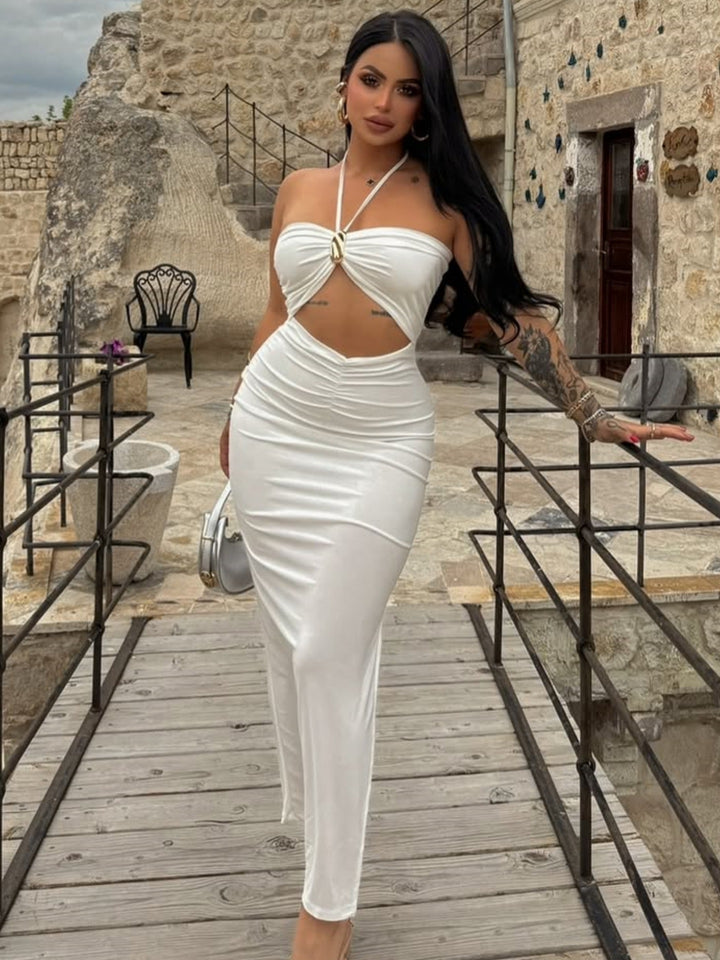 Damen figurbetontes Abendkleid mit schulterfreiem Design und eleganter Drapierung Drune
