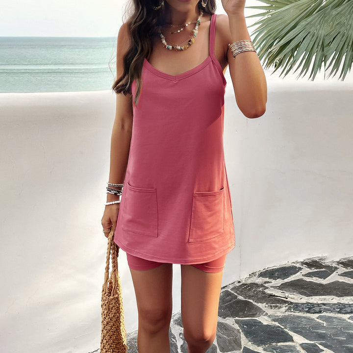 Damen lässiges Tunika-Kleid mit praktischen Taschen Drune