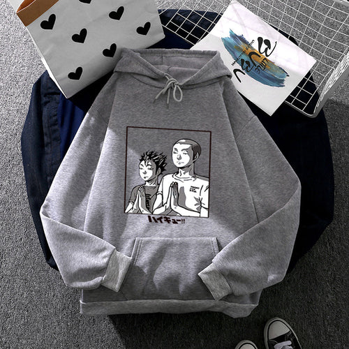Damen nan weicher Kapuzenpullover mit großflächigem Manga-Panelprint und Kängurutasche Drune