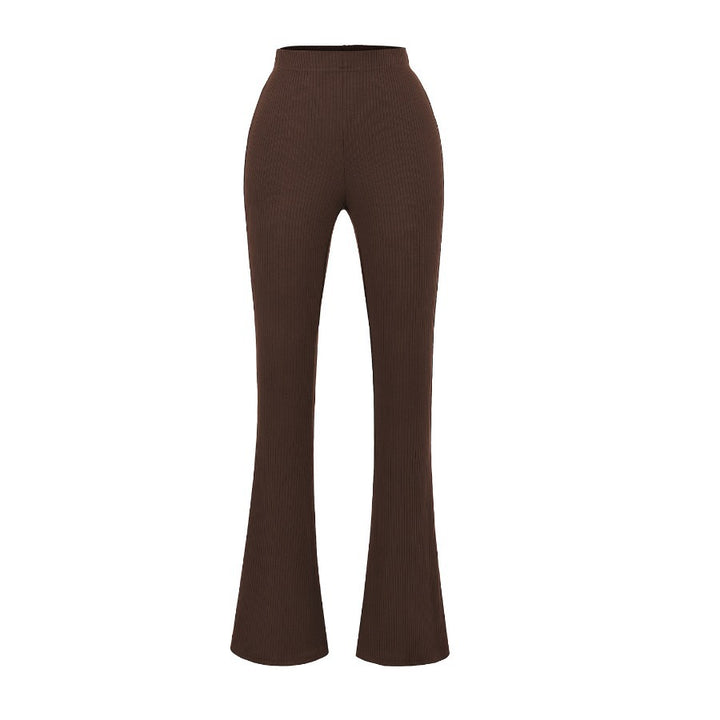 Damen Elegante Flared-Hose aus hochwertigem, elastischem Stretchmaterial mit hohem Bund Drune
