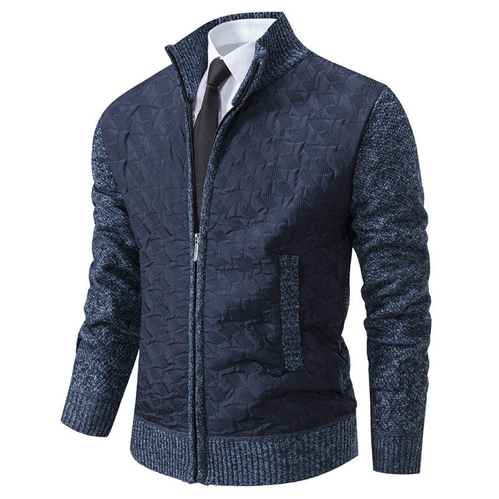 Herren elegante Hybridjacke mit Steppdesign und raffinierten Strickärmeln Drune