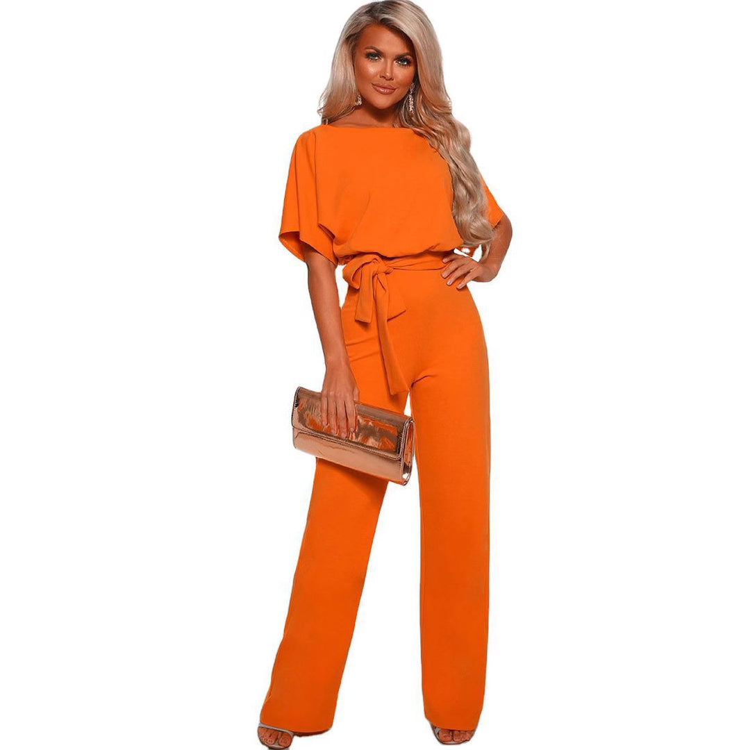 Damen eleganter weiter Beins Overall mit Bund Detail Drune