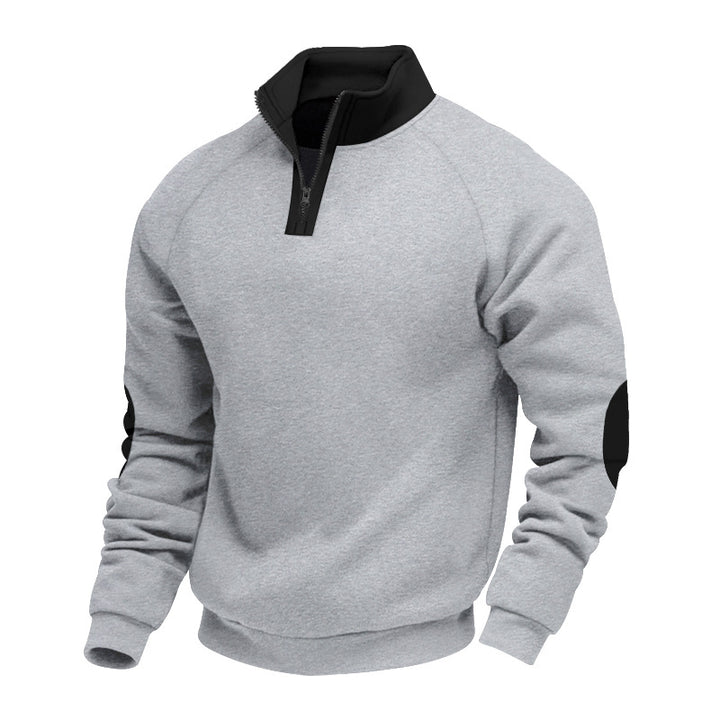 Herren nan Halbzip-Fleecepullover mit hohem Stehkragen und kontrastierenden Ellenbogenpatches Drune