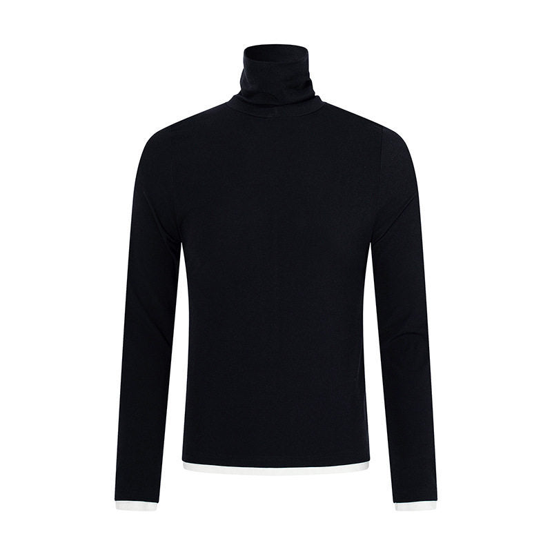 Herren Slim-Fit Rollkragen-Feinstrickshirt mit Melange-Jersey und Stretch Drune